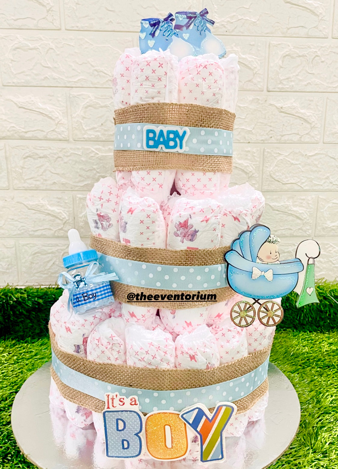 3-tier Babyboy diaper tower/cake